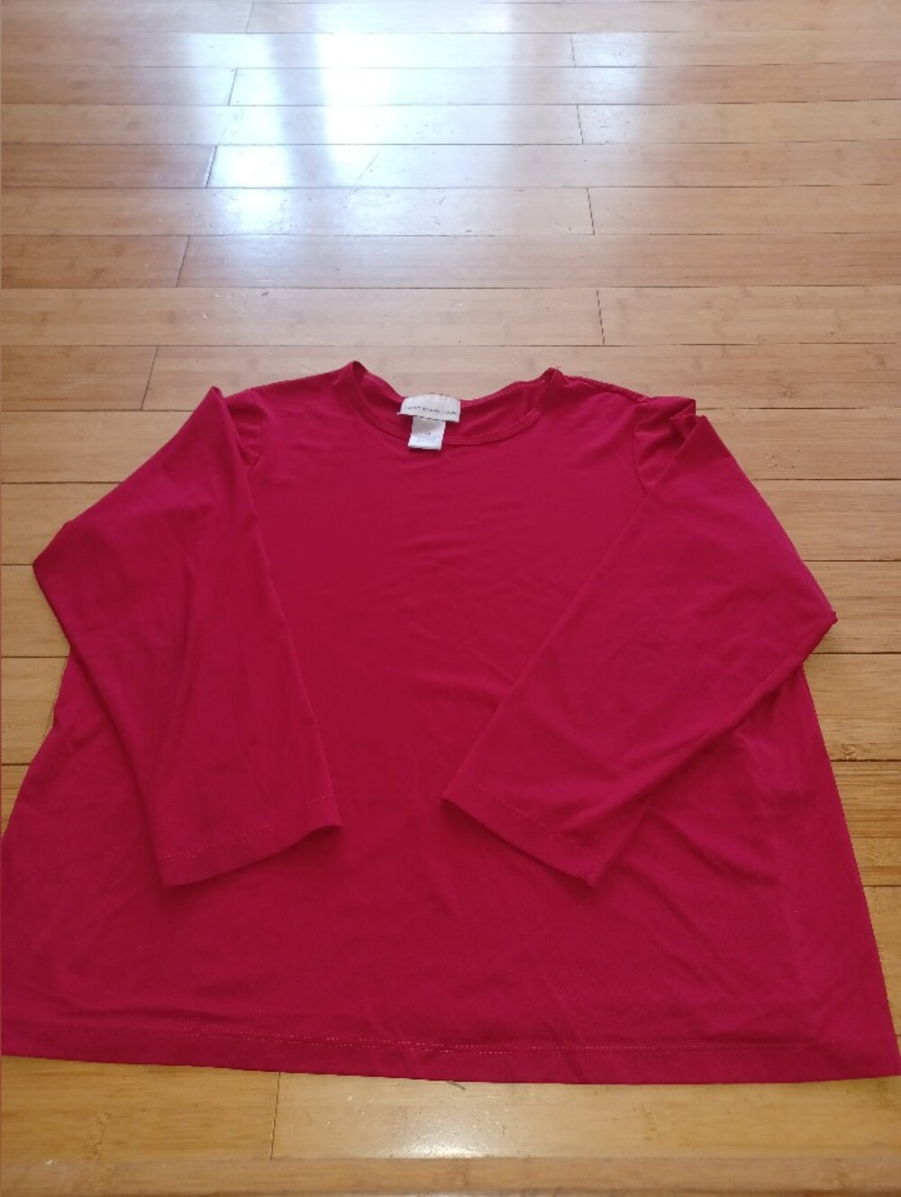 Susan Graver Red Long Sleeve Crew Neck Tee